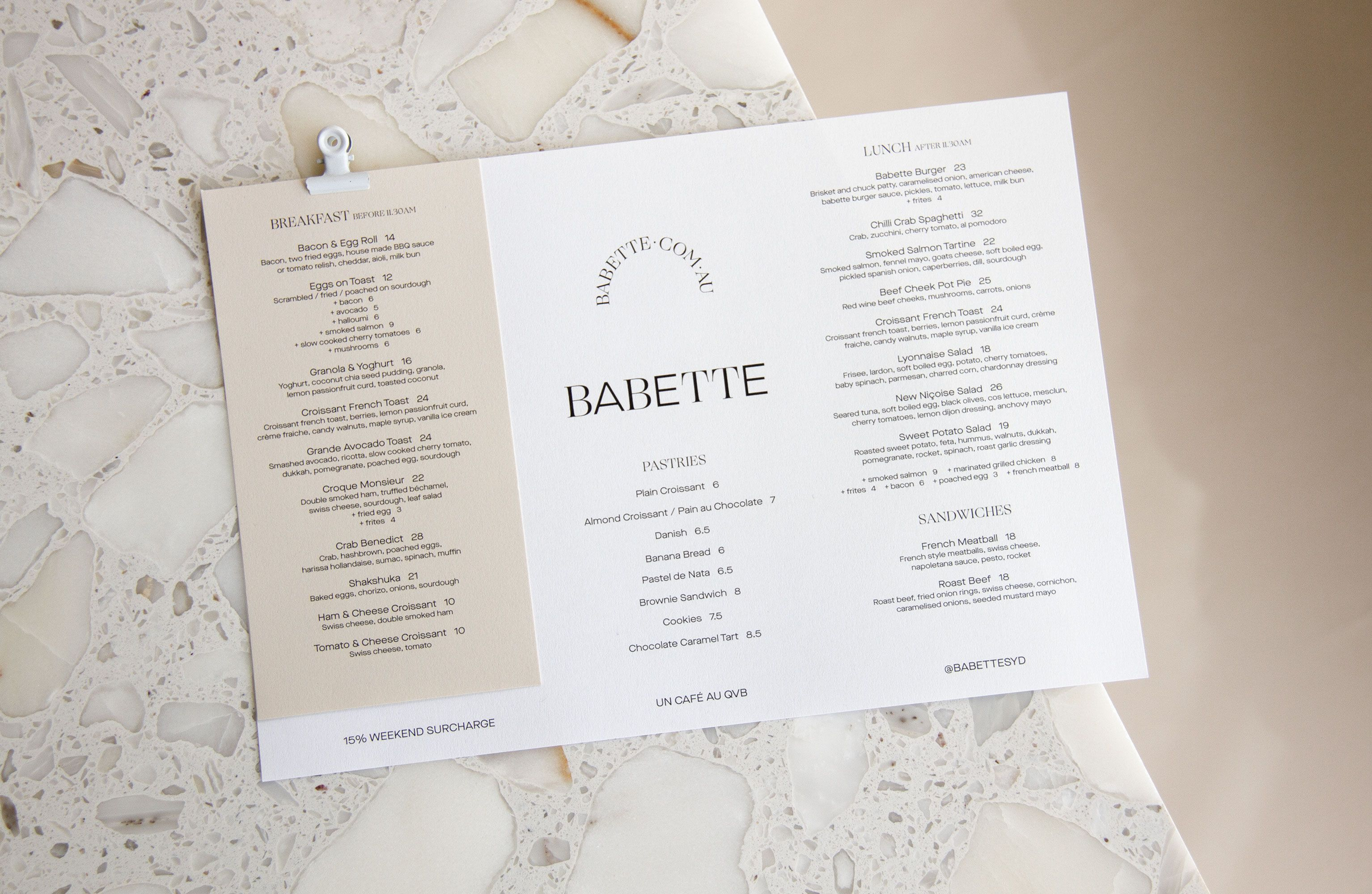 Akme Babette Menu